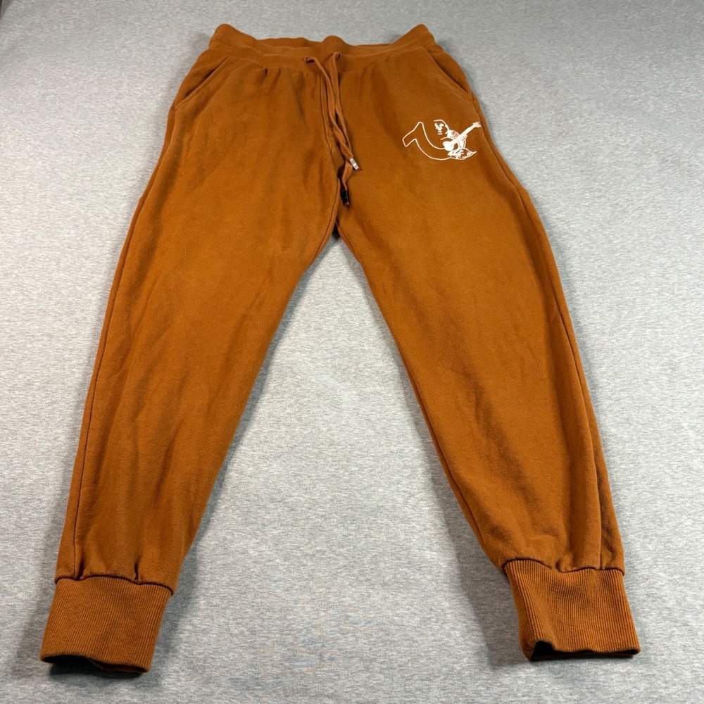 True Religion Revolt Joggers Mens Medium Burnt Orange Rust Buddha Half Logo
